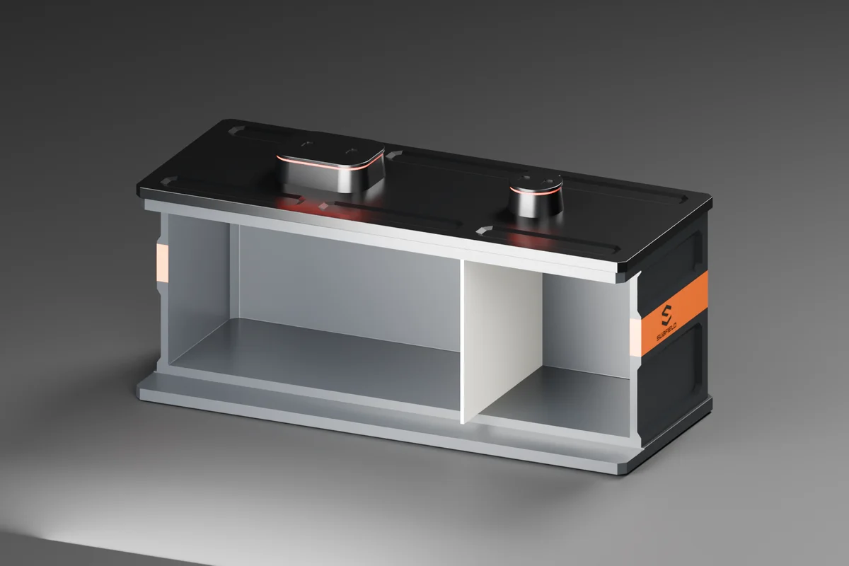 CAD cutaway showing fitted partition