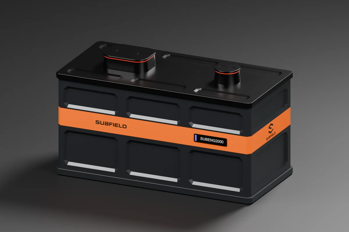 Simplified SUBENG2000 CAD model with violet badge