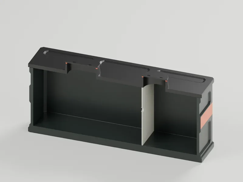 SUB2000 — Longitudinal cutaway. Development CAD; not a manufacturing release.